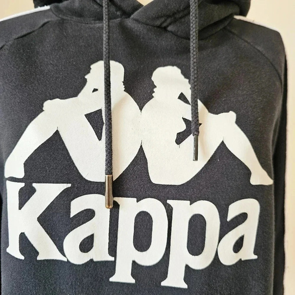 Kappa Size S men's graphic print Black pullover hoodie Spellout logo - Picture 2 of 7
